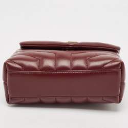 Pre Owned Saint Laurent Burgundy Quilted Leather Toy Loulou Crossbody Bag