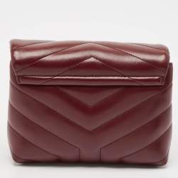 Pre Owned Saint Laurent Burgundy Quilted Leather Toy Loulou Crossbody Bag