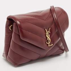 Pre Owned Saint Laurent Burgundy Quilted Leather Toy Loulou Crossbody Bag