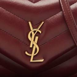 Pre Owned Saint Laurent Burgundy Quilted Leather Toy Loulou Crossbody Bag