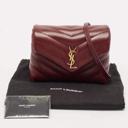 Pre Owned Saint Laurent Burgundy Quilted Leather Toy Loulou Crossbody Bag
