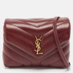 Pre Owned Saint Laurent Burgundy Quilted Leather Toy Loulou Crossbody Bag