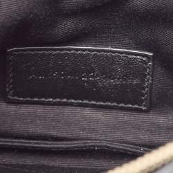 Pre Owned Saint Laurent Black Matelassé Leather Monogram Zip Pouch