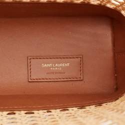 Pre Owned Saint Laurent Brown Woven Rattan and Leather Toy Tote