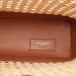 Pre Owned Saint Laurent Brown Woven Rattan and Leather Toy Tote
