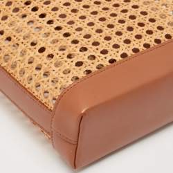 Pre Owned Saint Laurent Brown Woven Rattan and Leather Toy Tote