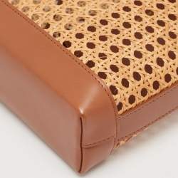 Pre Owned Saint Laurent Brown Woven Rattan and Leather Toy Tote