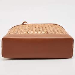 Pre Owned Saint Laurent Brown Woven Rattan and Leather Toy Tote