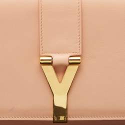 Saint Laurent Peach Leather Y Line Clutch