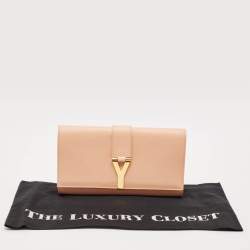 Saint Laurent Peach Leather Y Line Clutch