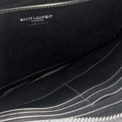 Saint Laurent Paris Black Leather  logo padded clutch bag