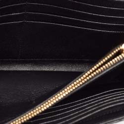 Saint Laurent Black Leather Matelasse Cassandre Envelope Wallet on Chain