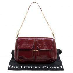 Pre Owned Yves Saint Laurent Red Patent Leather Emma Chain Shoulder Bag
