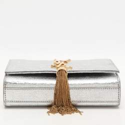 مملوكة مسبقًا Saint Laurent Silver Textured Leather Small Monogram Kate Shoulder Bag