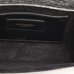 مملوكة مسبقًا Saint Laurent Silver Textured Leather Small Monogram Kate Shoulder Bag
