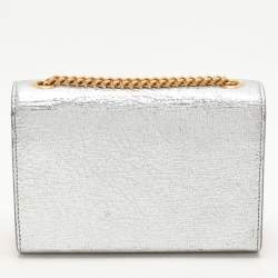 مملوكة مسبقًا Saint Laurent Silver Textured Leather Small Monogram Kate Shoulder Bag