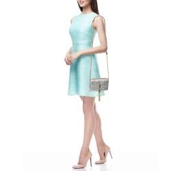 مملوكة مسب قًا Saint Laurent Silver Textured Leather Small Monogram Kate Shoulder Bag