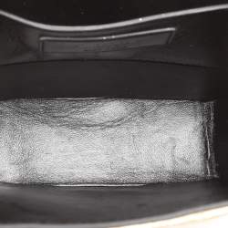 مملوكة مسبقًا حقيبة كتف سان لوران أوبومي جلد وزواحف منقوشة سوداء/ذهبية مع سويد.