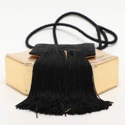 مملوكة مسبقًا حقيبة كتف سان لوران أوبومي جلد وزواحف منقوشة سوداء/ذهبية مع سويد.