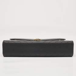 Saint Laurent Black Chevron Leather Large Monogram Envelope Shoulder Bag