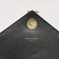 Saint Laurent Black Chevron Leather Large Monogram Envelope Shoulder Bag