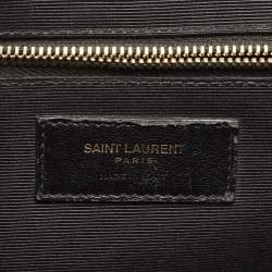 Saint Laurent Black Chevron Leather Large Monogram Envelope Shoulder Bag