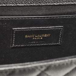 Saint Laurent Black Mix Matelassé Leather Medium Envelope Shoulder Bag
