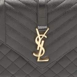 Saint Laurent Black Mix Matelassé Leather Medium Envelope Shoulder Bag