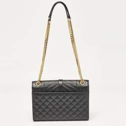 Saint Laurent Black Mix Matelassé Leather Medium Envelope Shoulder Bag