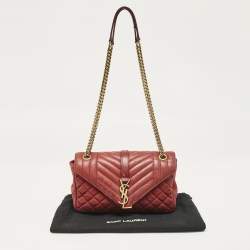 Saint Laurent Red Mix Matelasse Leather Medium College Flap Bag