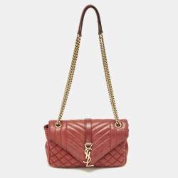 Saint Laurent Red Mix Matelasse Leather Medium College Flap Bag
