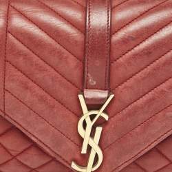 Saint Laurent Red Mix Matelasse Leather Medium College Flap Bag