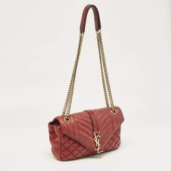 Saint Laurent Red Mix Matelasse Leather Medium College Flap Bag