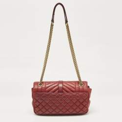 Saint Laurent Red Mix Matelasse Leather Medium College Flap Bag