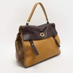 Saint Laurent Multicolor Leather and Suede Large Muse Two Satchel