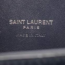 Pre Owned Saint Laurent Navy Blue Croc Embossed Leather Nano Classic Sac De Jour Tote