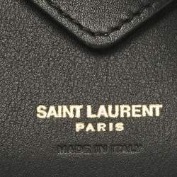 Pre Owned Saint Laurent Black/White Leather Jamie Folded Wallet