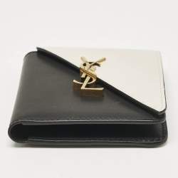 Pre Owned Saint Laurent Black/White Leather Jamie Folded Wallet