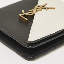 Pre Owned Saint Laurent Black/White Leather Jamie Folded Wallet