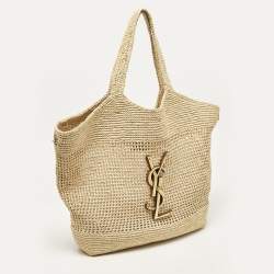 Saint Laurent Natural Raffia ICare Tote