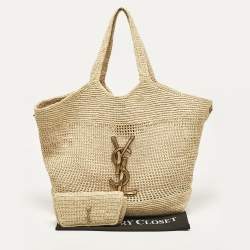 Saint Laurent Natural Raffia ICare Tote