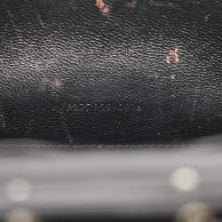 Saint Laurent Black Croc Embossed Leather Monogram Wallet On Chain
