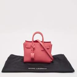 مملوكة مسبقًا Saint Laurent Dark Pink Leather Nano Classic Sac De Jour Tote