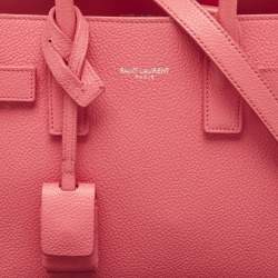 مملوكة مسبقًا Saint Laurent Dark Pink Leather Nano Classic Sac De Jour Tote