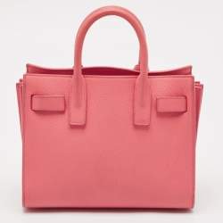 مملوكة مسبقًا Saint Laurent Dark Pink Leather Nano Classic Sac De Jour Tote