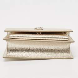 Saint Laurent Gold Textured Leather Mini Sunset Chain Bag