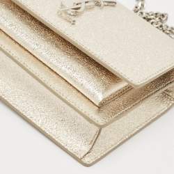 Saint Laurent Gold Textured Leather Mini Sunset Chain Bag