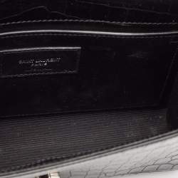 مملوكة مسبقًا Saint Laurent Black Croc Embossed Leather Small Kate Tassel Shoulder Bag