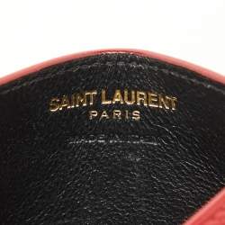 Saint Laurent Red Matelassé Leather Monogram Card Holder
