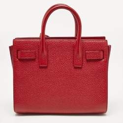 Pre Owned Saint Laurent Red Leather Nano Classic Sac De Jour Tote